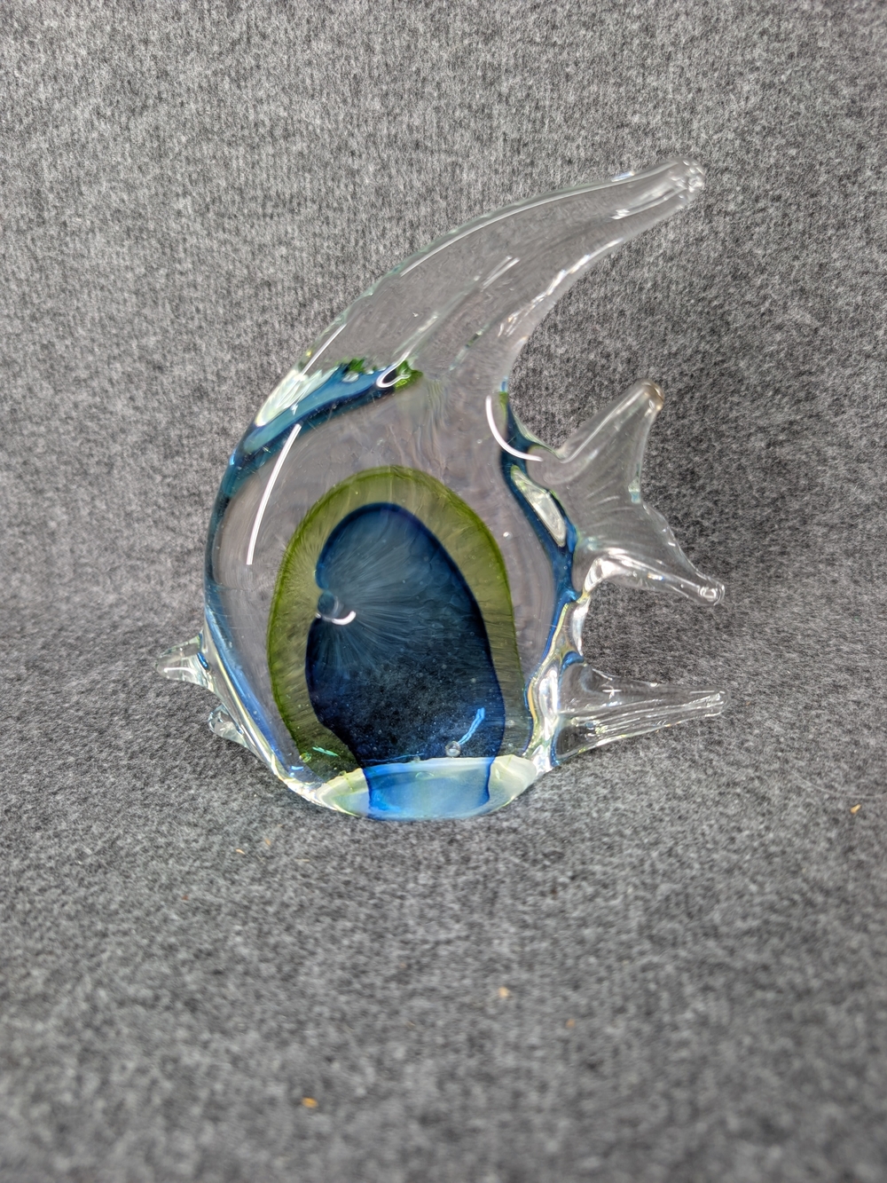 Glass Anglefish Figurine - Blue and Green Decorative Accent Piece